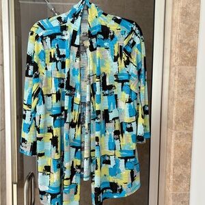 Kasper Multicolor Abstract Cardigan